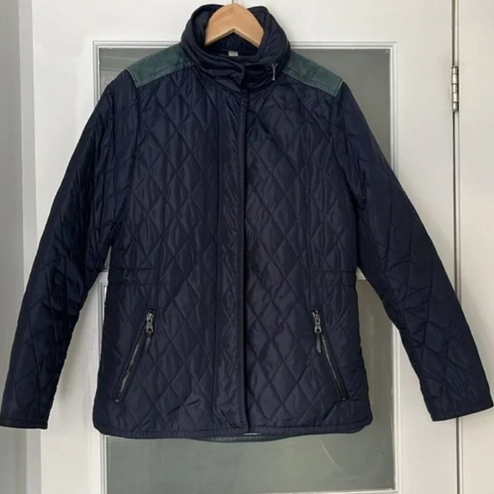 Coach Navy Blue Quilted Leather Accent Jacket Coat M